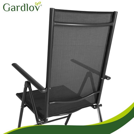 Folding Garden Chairs, Set of 2, Black, Adjustable