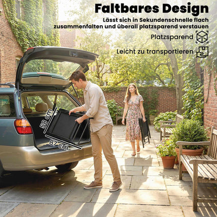 Folding Garden Chairs Set of 2, Steel & Texteline, Black