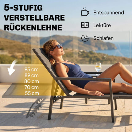 Folding Garden Sun Lounger with Adjustable Backrest
