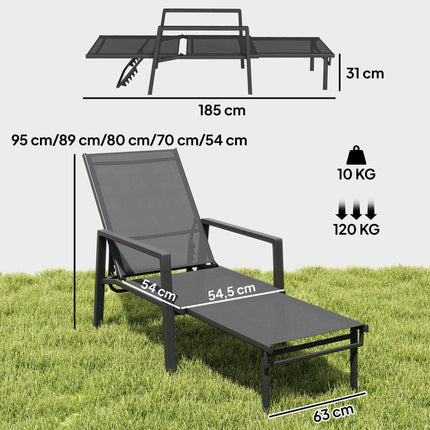 Folding Garden Sun Lounger with Adjustable Backrest