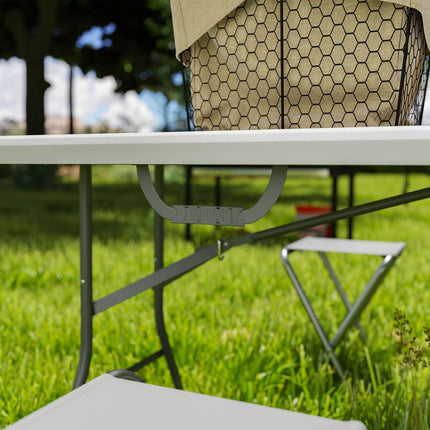 Weatherproof folding garden table 180x74 cm with handle