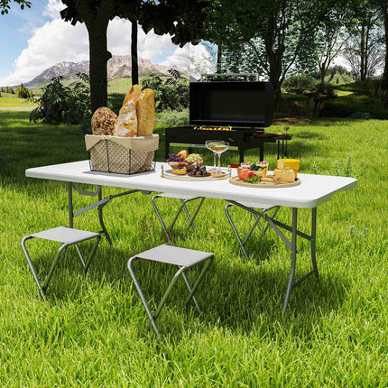 Weatherproof folding garden table 180x74 cm with handle