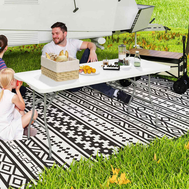 Weatherproof folding garden table 180x74 cm with handle
