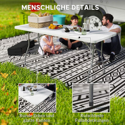 Weatherproof folding garden table 180x74 cm with handle