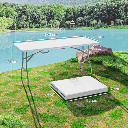 Weatherproof folding garden table 180x74 cm with handle
