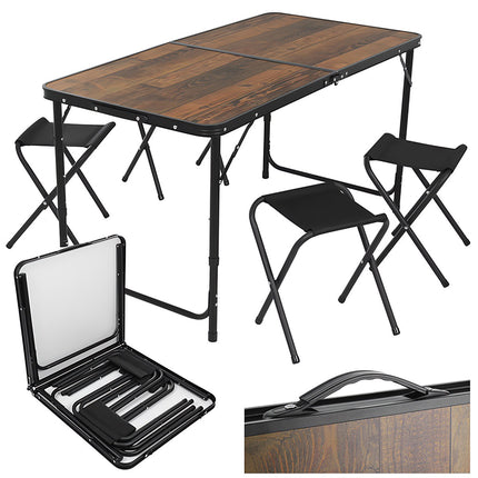 Folding Garden Table Set with 4 Chairs, Height Adjustable