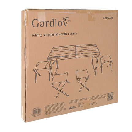 Folding Garden Table Set with 4 Chairs, Height Adjustable