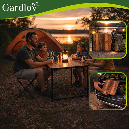 Folding Garden Table Set with 4 Chairs, Height Adjustable