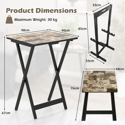 Folding Garden Tables Set of 4, Weatherproof Wood, Black
