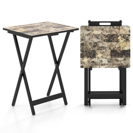 Folding Garden Tables Set of 4, Weatherproof Wood, Black