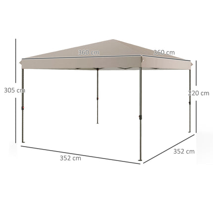 Weatherproof folding gazebo, beige, 3.6x3.6m, adjustable height