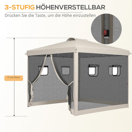 Pop-Up Gazebo 3x3M with UV protection & Mesh curtains