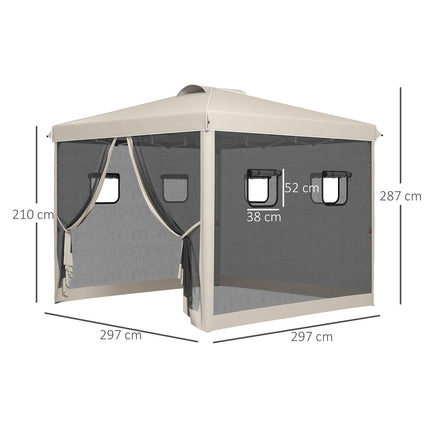 Pop-Up Gazebo 3x3M with UV protection & Mesh curtains