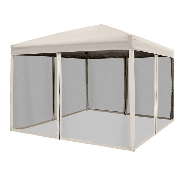 Collapsible Gazebo tent with side walls, Carry bag, 3x3M Beige