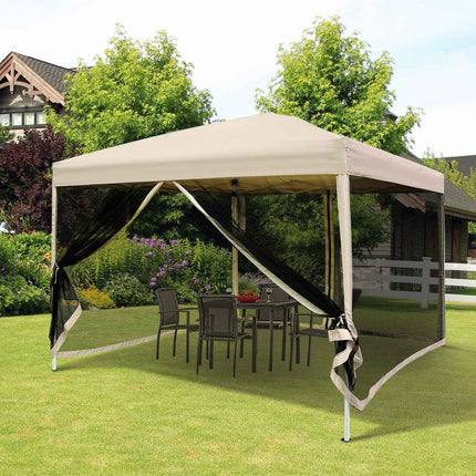 Collapsible Gazebo tent with side walls, Carry bag, 3x3M Beige