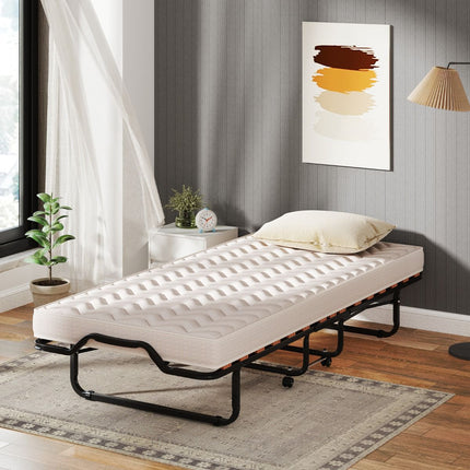 Folding Guest Bed With Wheels, Memory Foam, 120 kg