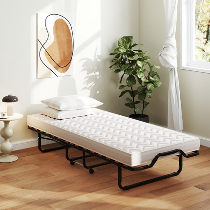 Folding Guest Bed With Wheels, Memory Foam, 120 kg