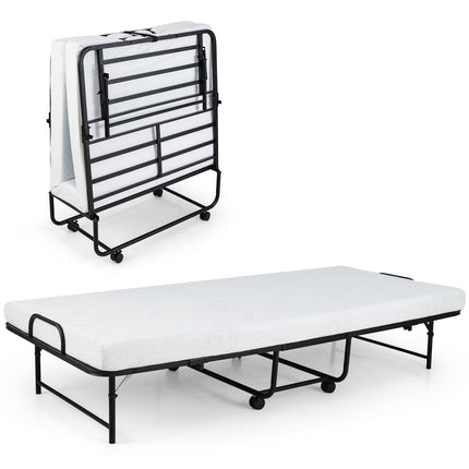 Folding Guest Bed with Mattress, Metal Frame, 220kg Capacity