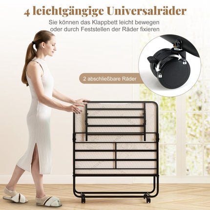 Folding Guest Bed with Mattress, Metal Frame, 220kg Capacity