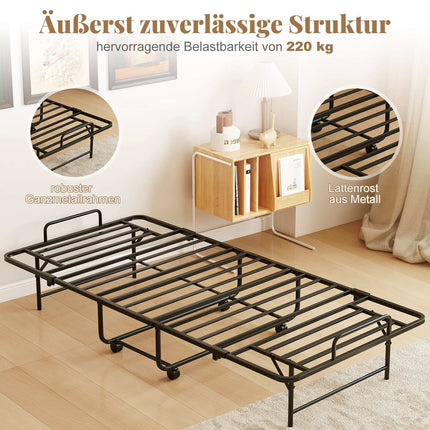 Folding Guest Bed with Mattress, Metal Frame, 220kg Capacity