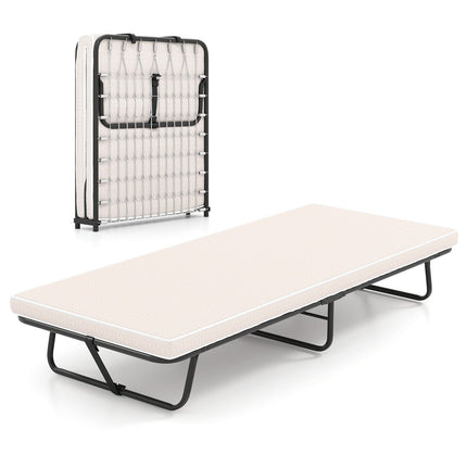 Folding Guest Bed with Memory Foam Mattress, 190x80 cm
