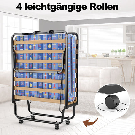 Folding Guest Bed with Memory Foam Mattress, 80x200 cm