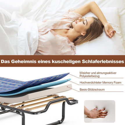 Folding Guest Bed with Memory Foam Mattress, 80x200 cm