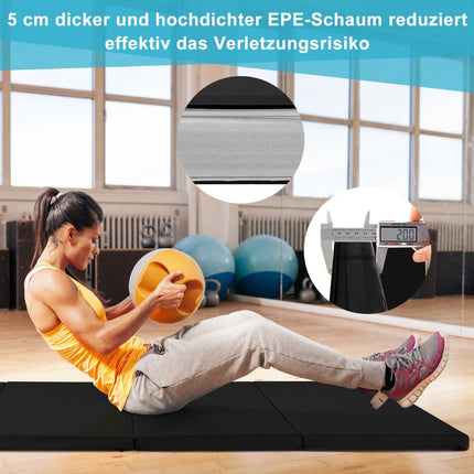 Folding Gym Mat, 240x120x5 cm, Non-Slip, Black