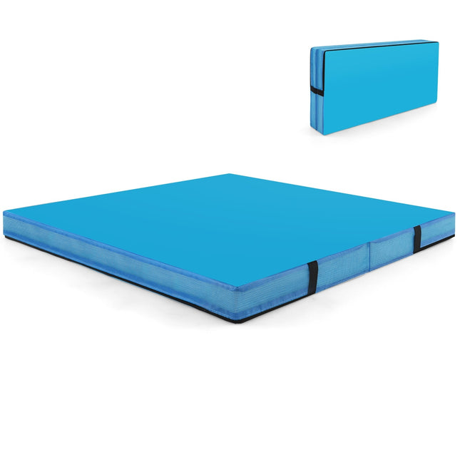 Folding Gymnastics Mat, 122x122x10 cm, Blue, EPE Foam