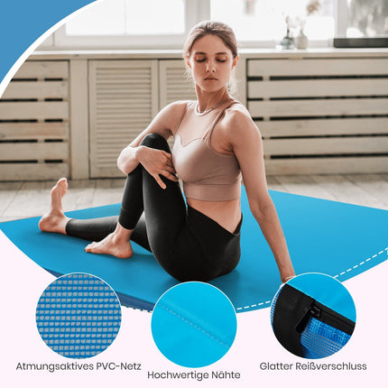 Folding Gymnastics Mat, 122x122x10 cm, Blue, EPE Foam
