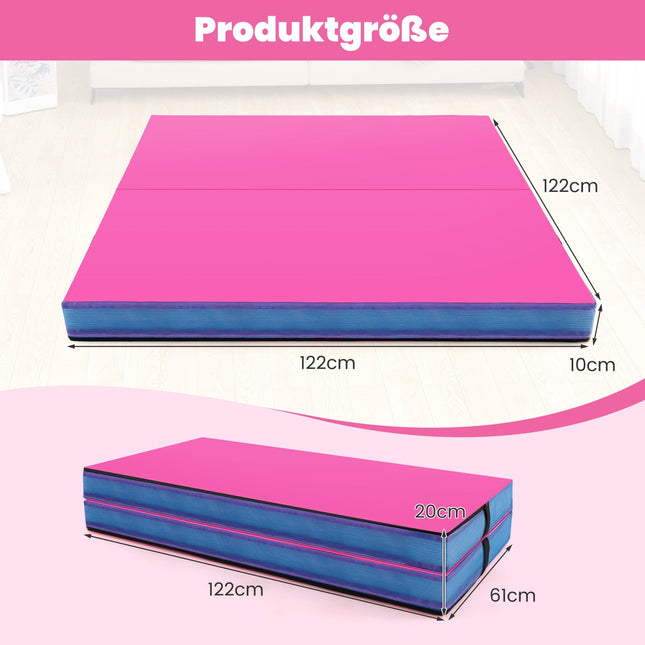 Folding Gymnastics Mat, 122x122x10 cm, Pink, EPE Foam