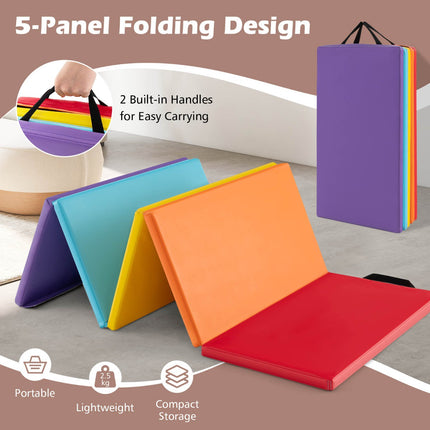 Folding Gymnastics Mat, 5-Panel 79x29.5x1.2 in