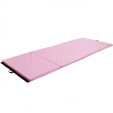 Folding Gymnastics Mat, 8ft 4-Fold PU Cover, Pink