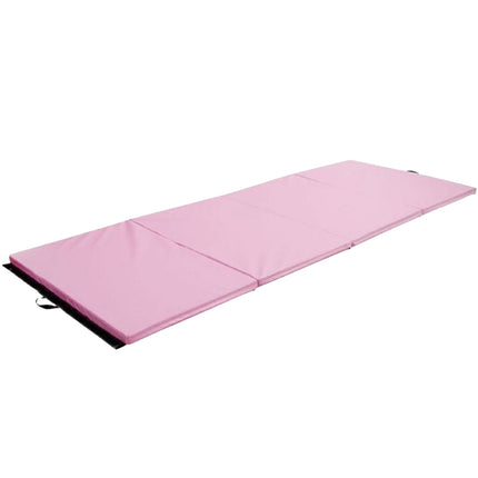 Folding Gymnastics Mat, 8ft 4-Fold PU Cover, Pink