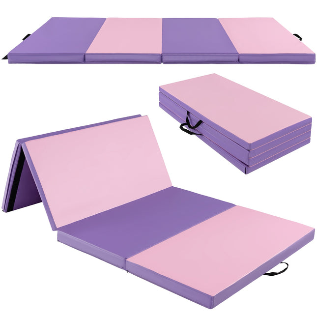 Folding Gymnastics Mat 8x4x2, PU Cover, Handles