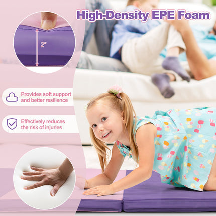 Folding Gymnastics Mat 8x4x2, PU Cover, Handles