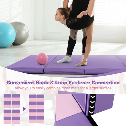 Folding Gymnastics Mat 8x4x2, PU Cover, Handles