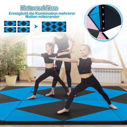 Folding Gymnastics Mat, Portable, 240x117x5 cm, Black/Blue