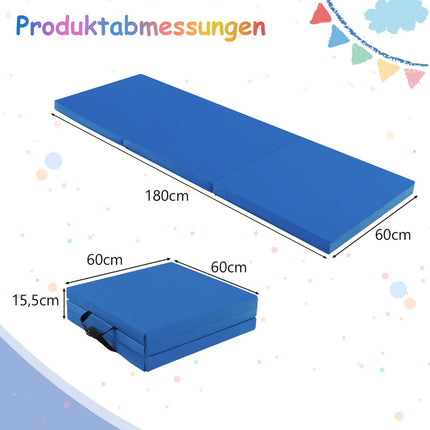 Folding Gymnastics Mat with Handles, Non-Slip, 180x60x5 cm