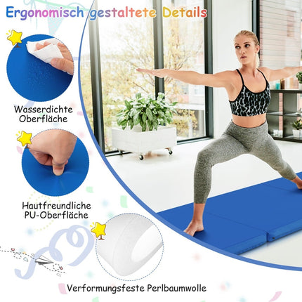 Folding Gymnastics Mat with Handles, Non-Slip, 180x60x5 cm