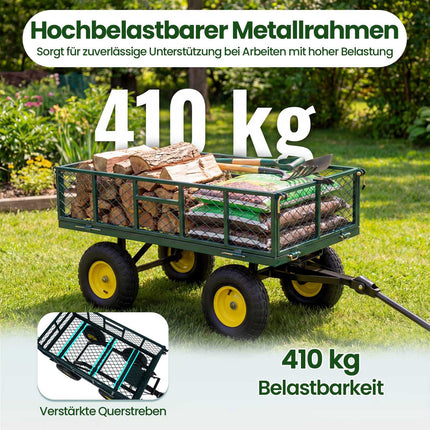 Folding Heavy-Duty Metal Garden Cart, 408 kg Capacity, Green