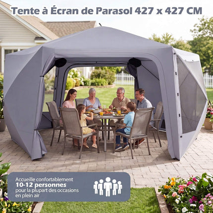 Folding Hexagonal Gazebo with Mosquito Nets and Curtains
