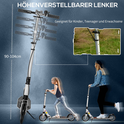 Folding scooter for teenagers and adults, 200 mm wheels, adjustable height