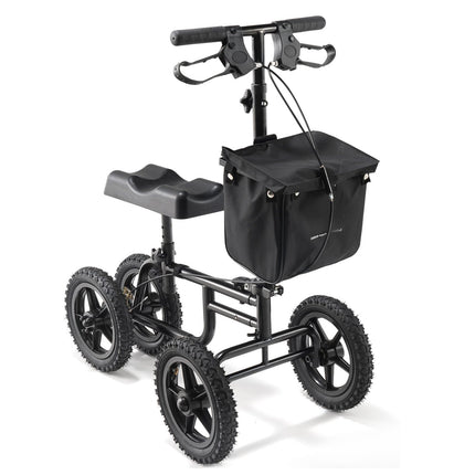 Folding Knee Scooter – 12-Inch All-Terrain, 350 lb, Dual Brakes