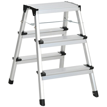 Folding aluminum ladder, space-saving, 3 steps, non-slip