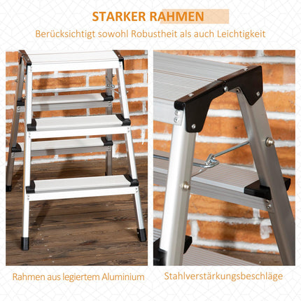 Folding aluminum ladder, space-saving, 3 steps, non-slip