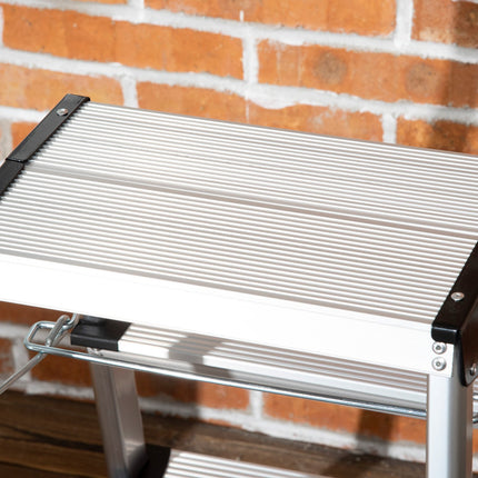 Folding aluminum ladder, space-saving, 3 steps, non-slip