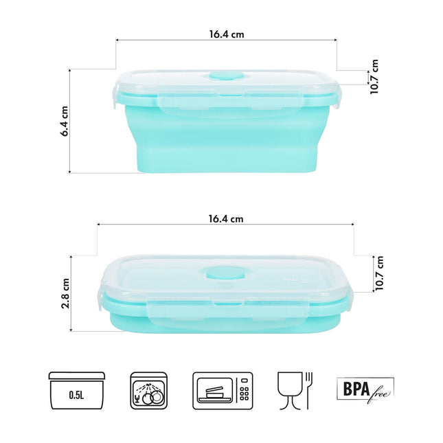 Opvouwbare lunchbox, mint, 500 ml inhoud