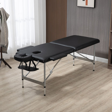 Folding massage table, 7 zones, height adjustable, black