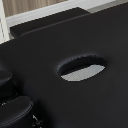 Folding massage table, 7 zones, height adjustable, black